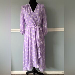 Danny & Nicole Lavender Polka Dot Long Sleeve Dress 14